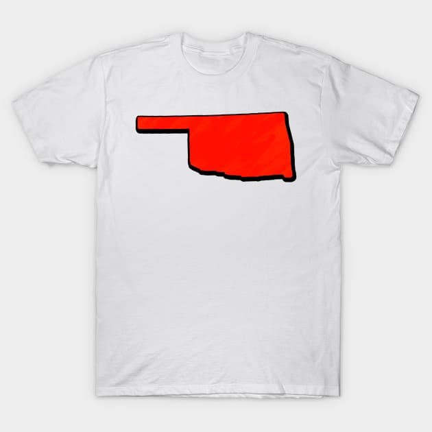 Bright Red Oklahoma Outline T-Shirt by Mookle